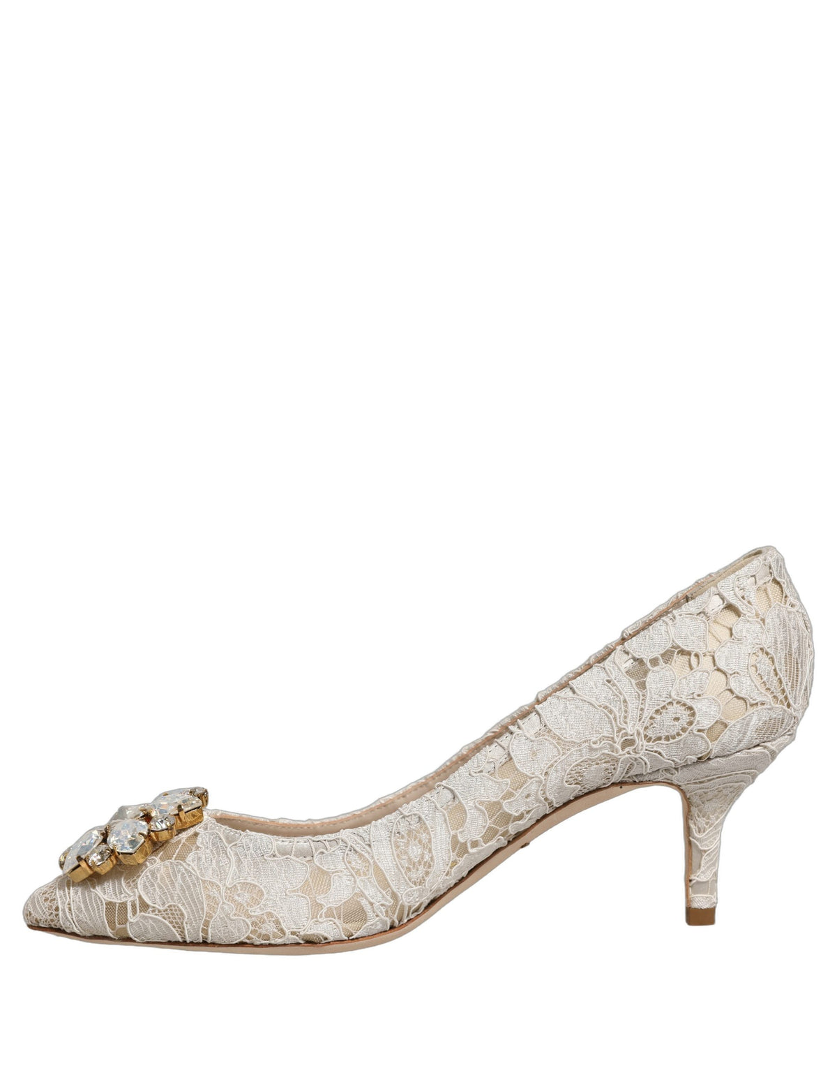 Dolce & Gabbana White Taormina Lace Crystal Pumps