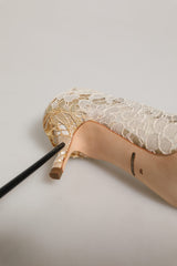 Dolce & Gabbana White Taormina Lace Crystal Pumps