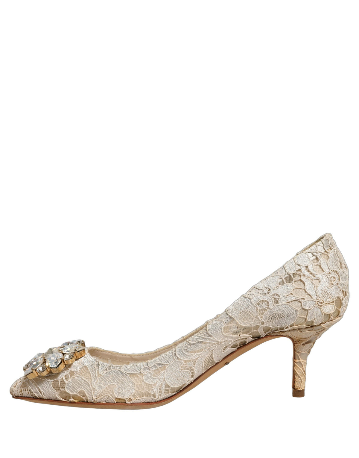 Dolce & Gabbana White Taormina Lace Crystal Pumps
