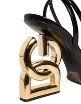 Dolce & Gabbana Black Leather Ankle Strap Heels Sandals
