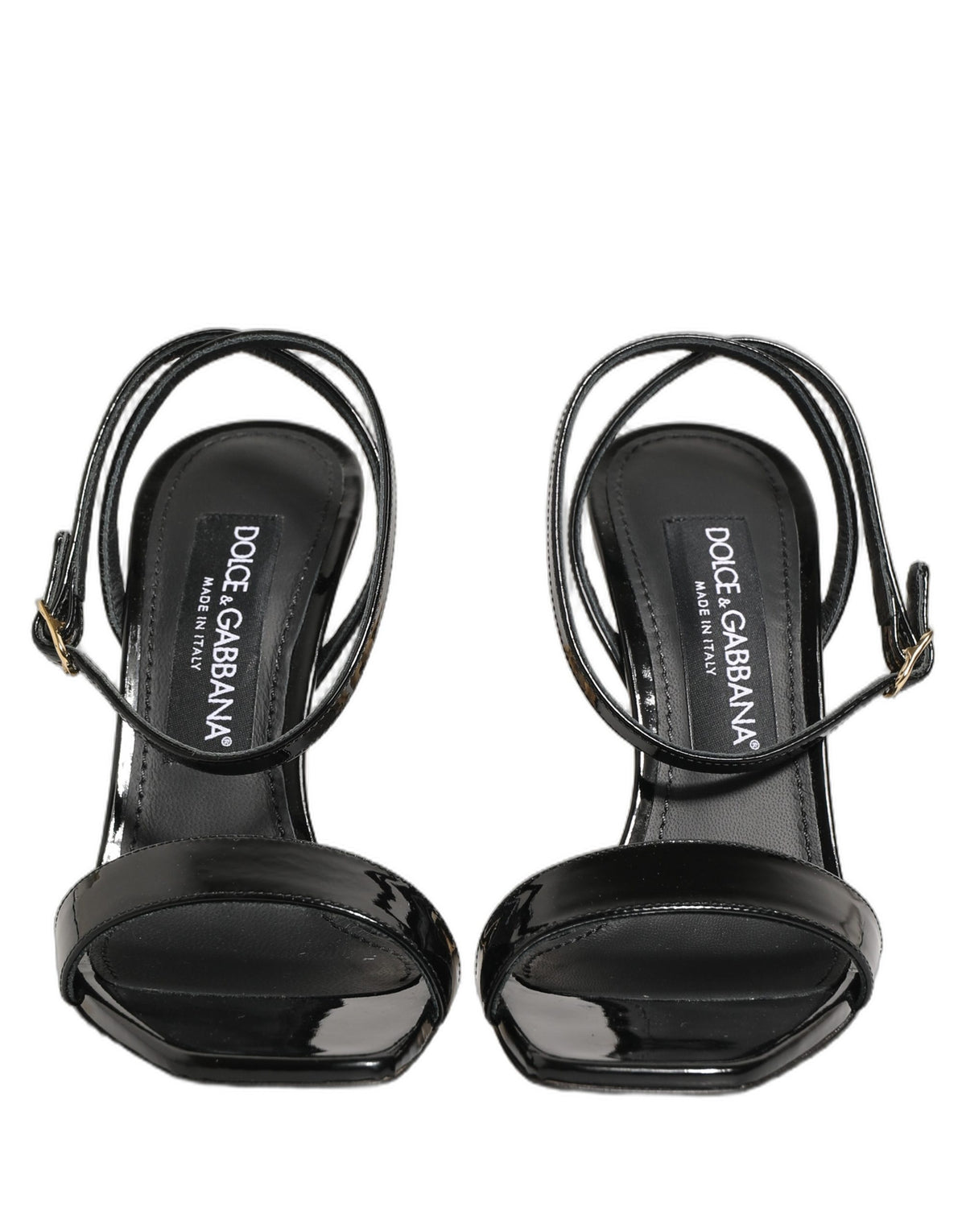 Dolce & Gabbana Black Leather Ankle Strap Heels Sandals