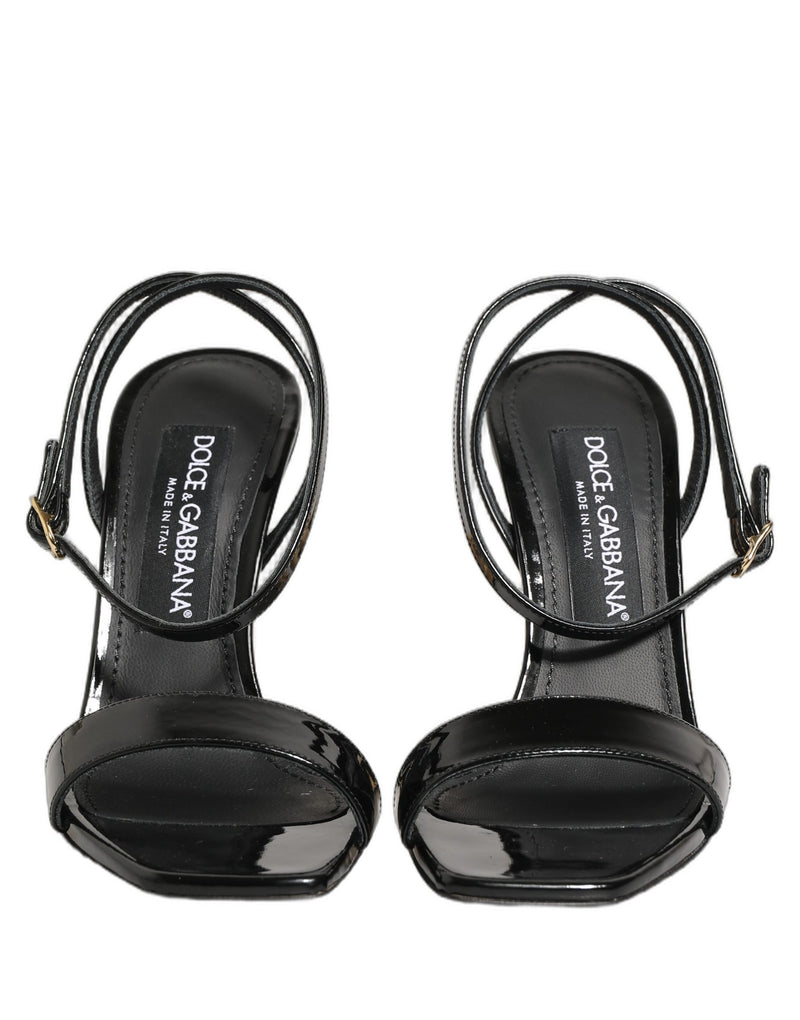 Dolce & Gabbana Black Leather Ankle Strap Heels Sandals