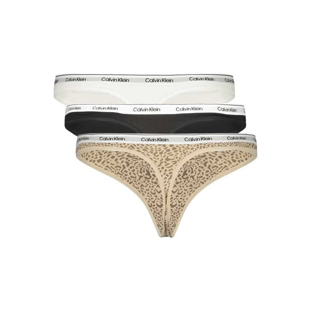 Calvin Klein Black Cotton Women Intimo Thong Bottom