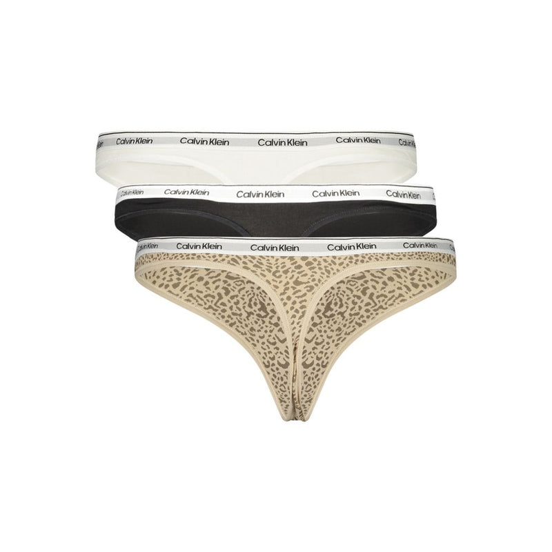 Calvin Klein Black Cotton Women Intimo Thong Bottom