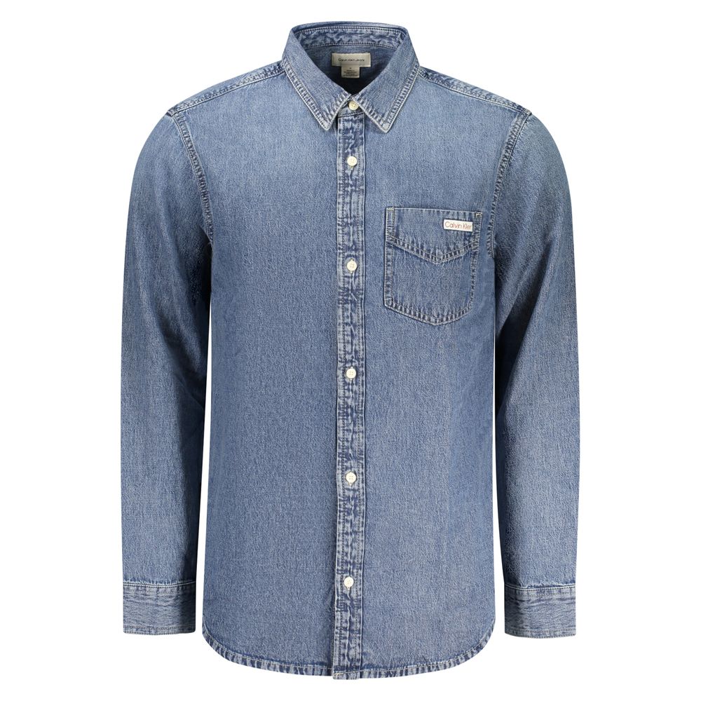 Chemise en Coton Bleue pour Homme Calvin Klein