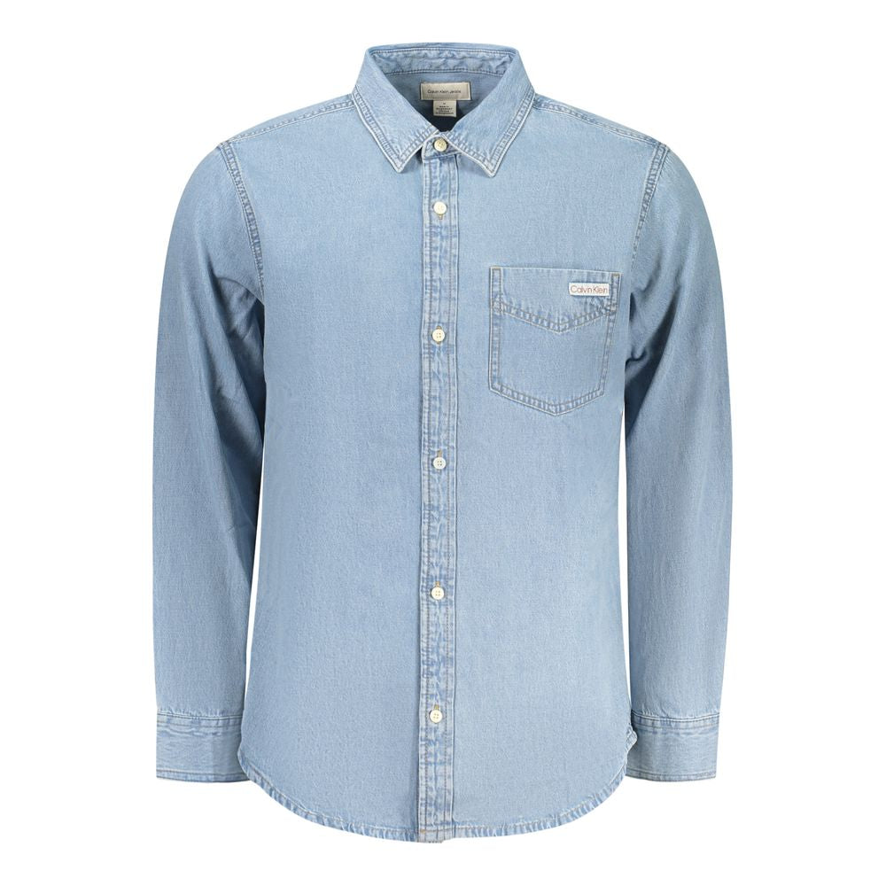 Calvin Klein Azzurro Cotton Men's Shirt - Stylish and Comfortable