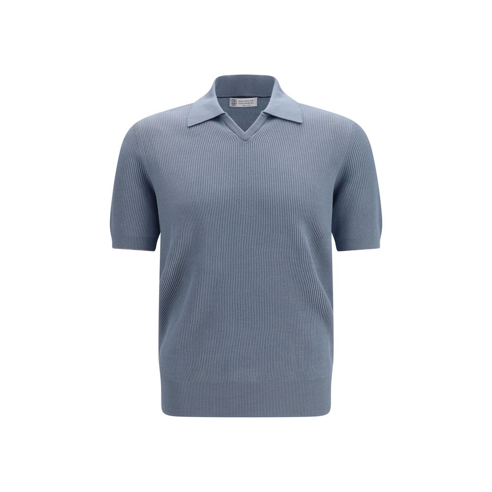 Brunello Cucinelli Blue Cotton Polo Shirt for Men