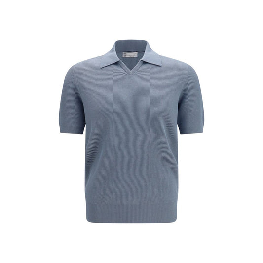Brunello Cucinelli Blue Cotton Polo Shirt for Men