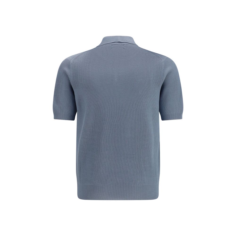 Brunello Cucinelli Blue Cotton Polo Shirt for Men