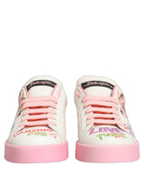 Dolce & Gabbana White Pink Portofino Royal Pig Sneakers