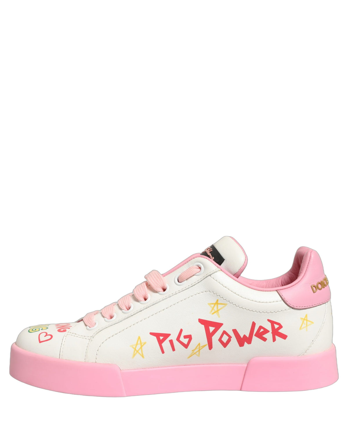 Dolce & Gabbana White Pink Portofino Royal Pig Sneakers