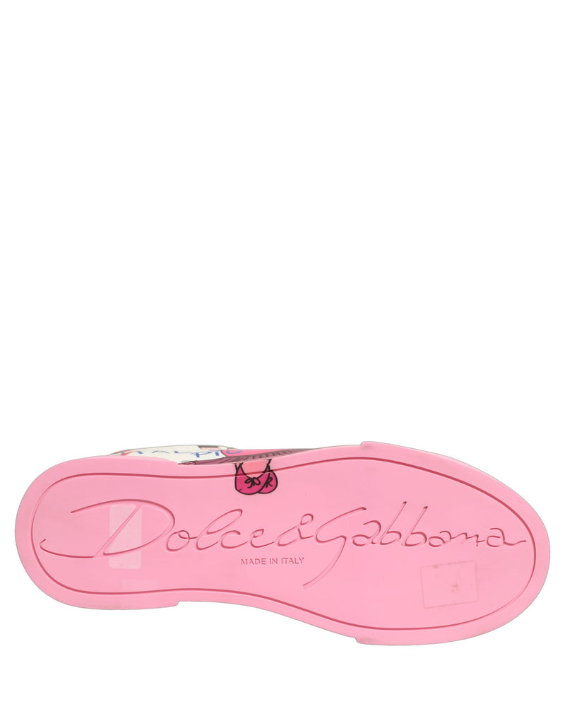 Dolce & Gabbana White Pink Portofino Royal Pig Sneakers