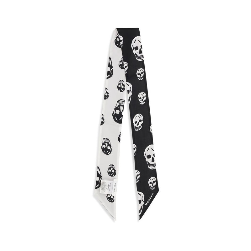 Alexander McQueen Black Silk Skull Ribbon Scarf