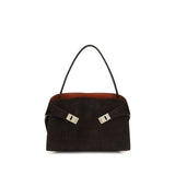 Ferragamo Brown Calf Leather Bos Taurus Shoulder Bag