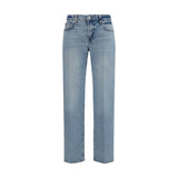 7FOR Blue Cotton Straight-Leg Jeans for Women