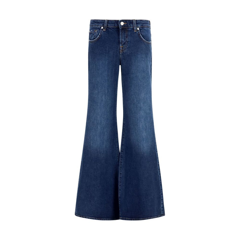 7FOR Blue Cotton Flared Jeans - Vintage-Inspired Style