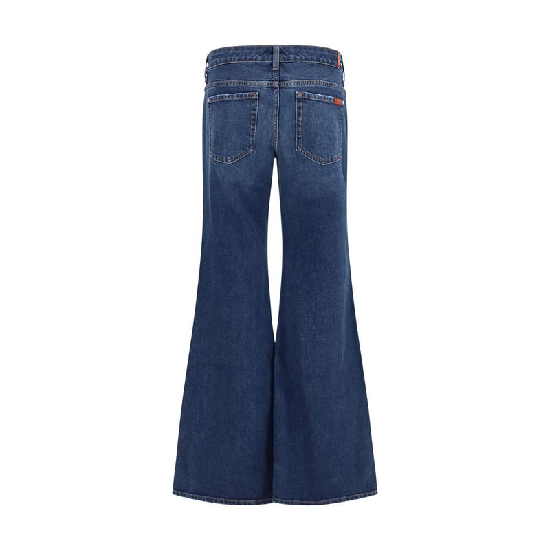 7FOR Blue Cotton Flared Jeans - Vintage-Inspired Style