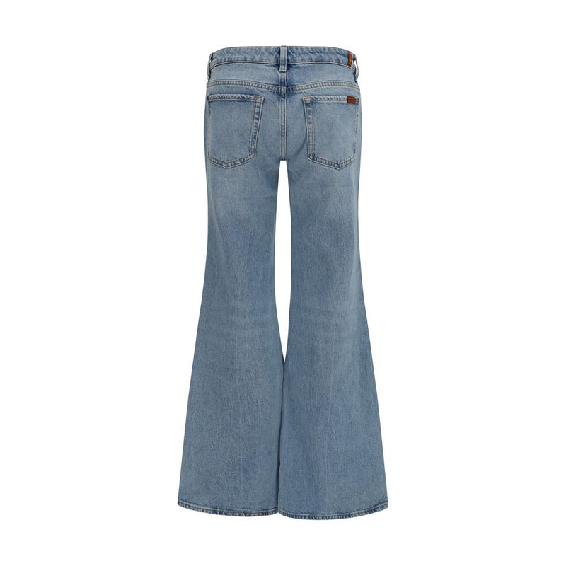 7FOR Blue Cotton Flared Jeans for Women
