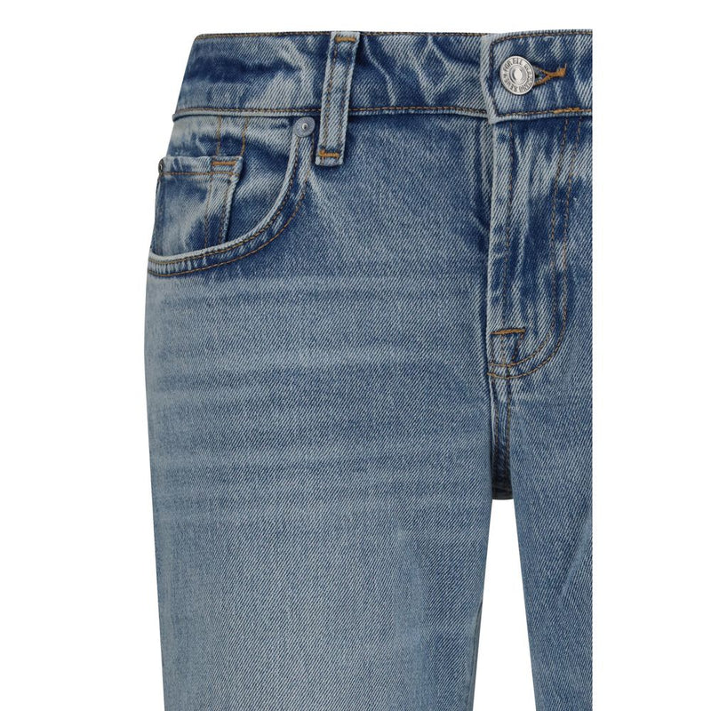7FOR Blue Cotton Flared Jeans for Women