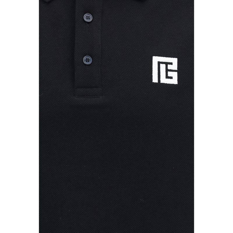 Balmain Black Cotton Polo Shirt - Elegant Everyday Wear