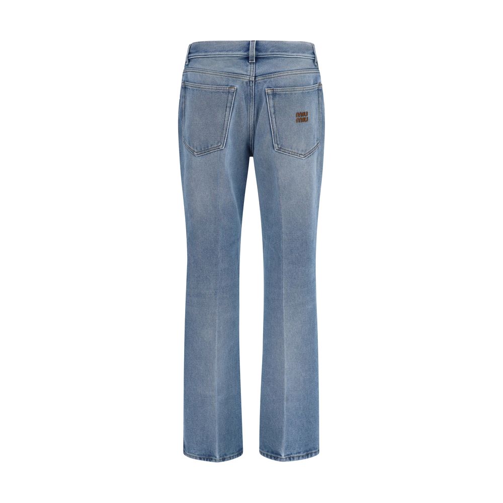 Miu Miu Blue Cotton Relaxed Fit Jeans for Women