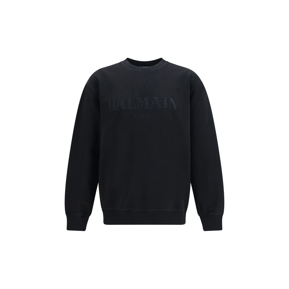 Balmain Black Cotton Sweatshirt - Vintage Embroidered Logo