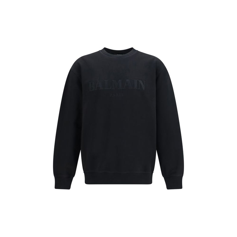 Balmain Black Cotton Sweatshirt - Vintage Embroidered Logo