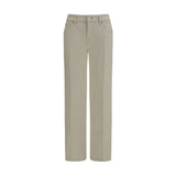 7FOR Calie Beige Cotton Straight-Leg Jeans for Women