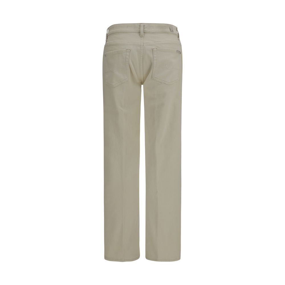 7FOR Calie Beige Cotton Straight-Leg Jeans for Women