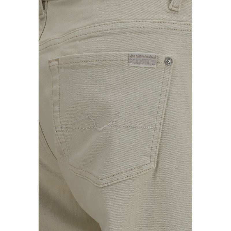 7FOR Calie Beige Cotton Straight-Leg Jeans for Women