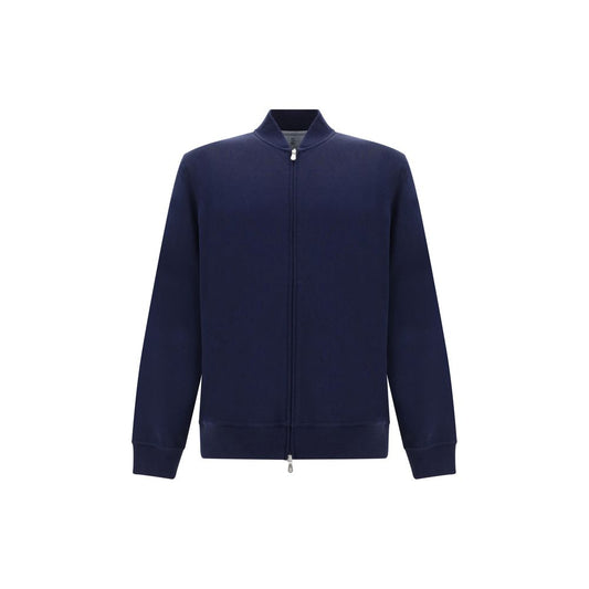 Brunello Cucinelli Blue Cotton Zip Sweatshirt for Men