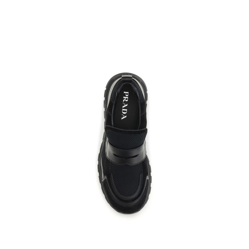 Prada Black Calf Leather Bos Taurus Athletic Sneakers