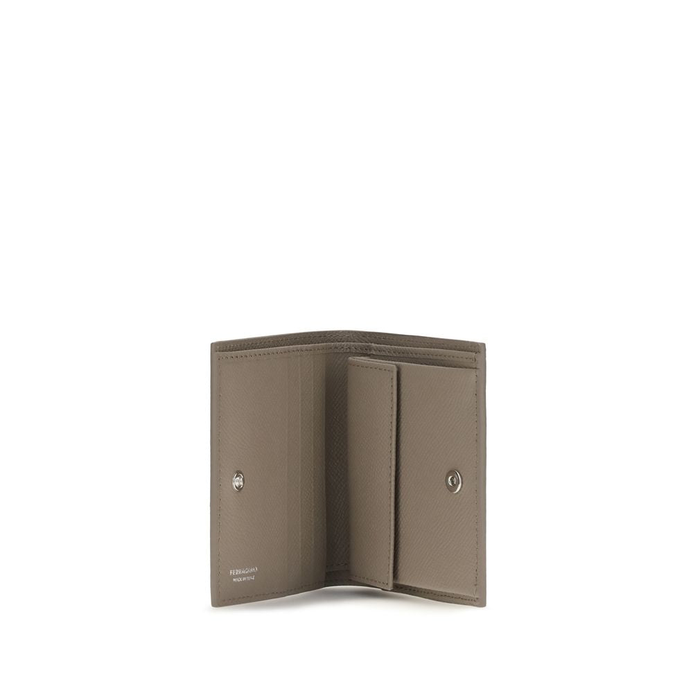 Ferragamo Beige Calf Leather Bos Taurus Wallet - Gancini Design
