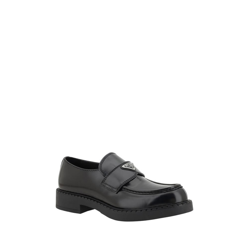Prada Black Calf Leather Bos Taurus Platform Loafers