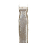 Nissa Gold Nylon Cocktail Dress - Élégance et Brillance