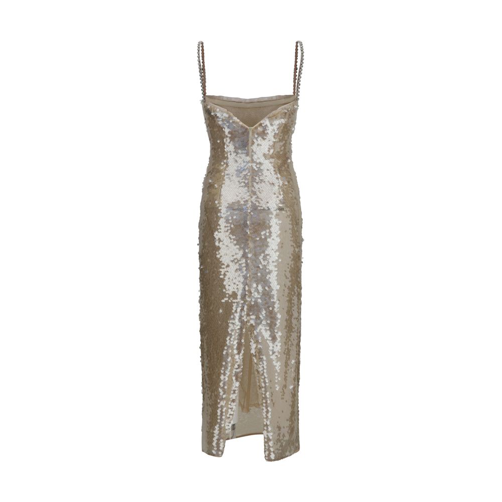 Nissa Gold Nylon Cocktail Dress - Élégance et Brillance