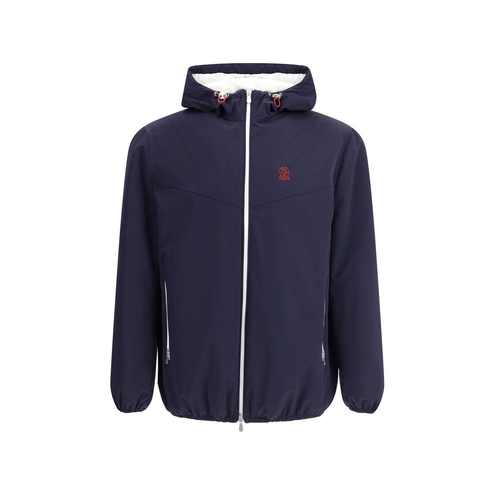 Brunello Cucinelli Blue Waterproof Hooded Shell Jacket