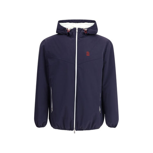 Brunello Cucinelli Blue Waterproof Hooded Shell Jacket