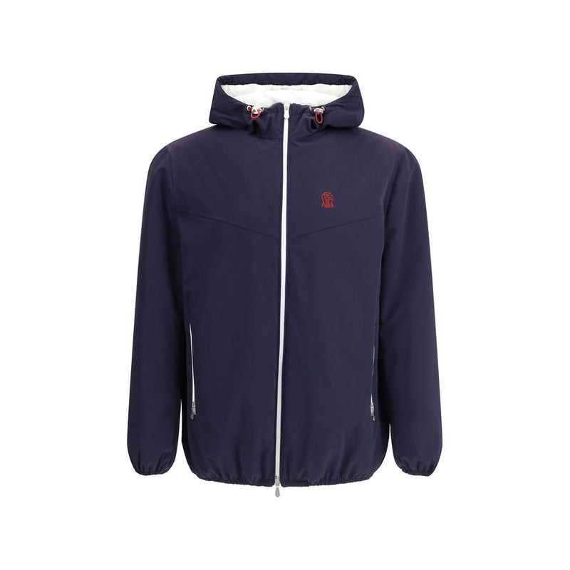 Brunello Cucinelli Blue Waterproof Hooded Shell Jacket