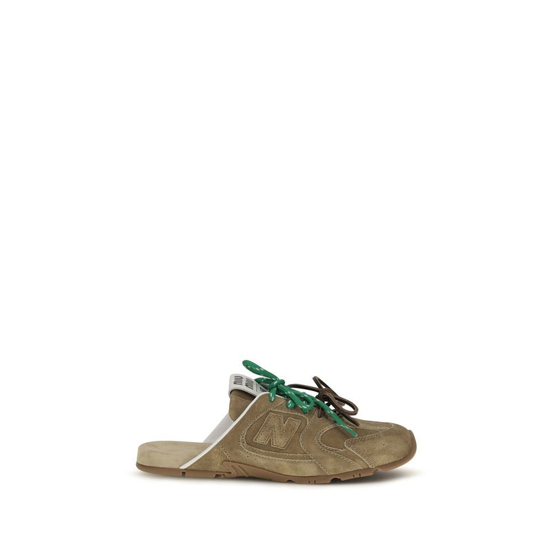 Miu Miu Beige Calf Leather Bos Taurus Athletic Sneakers