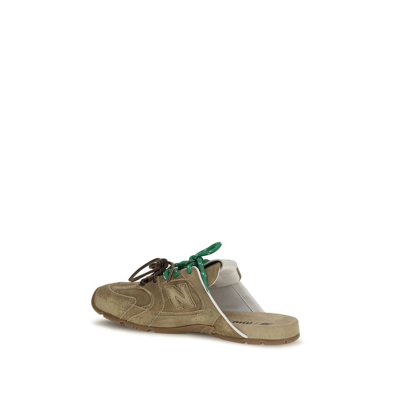 Miu Miu Beige Calf Leather Bos Taurus Athletic Sneakers