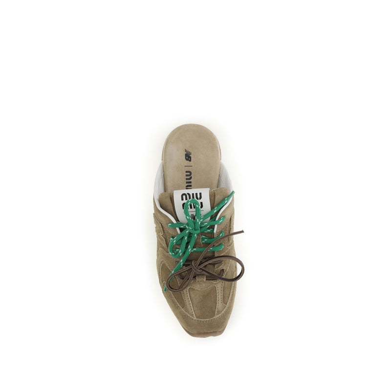 Miu Miu Beige Calf Leather Bos Taurus Athletic Sneakers