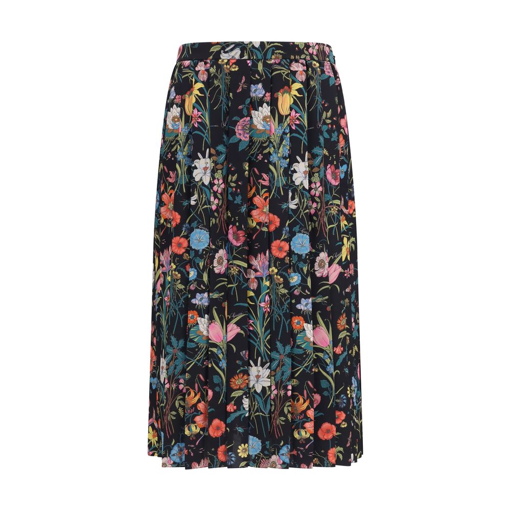 Gucci Multicolor Silk Midi Skirt - Flora Print