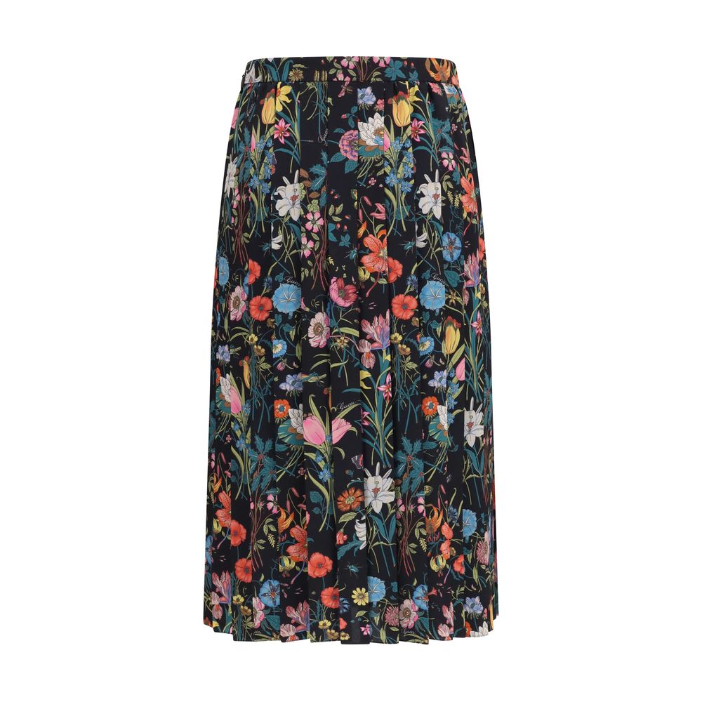 Gucci Multicolor Silk Midi Skirt - Flora Print
