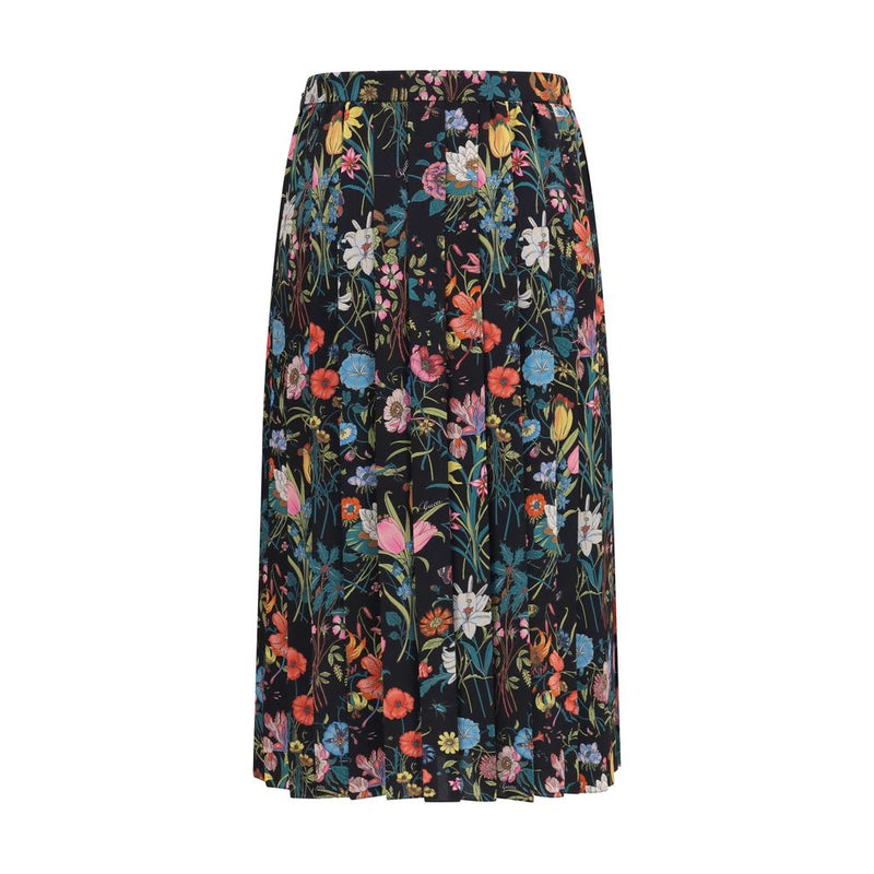Gucci Multicolor Silk Midi Skirt - Flora Print