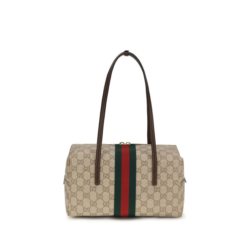 Gucci Beige Cotton Handbag - Medium Boston Melrose Shoulder Bag