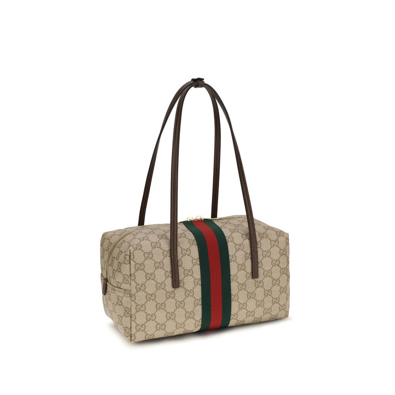 Gucci Beige Cotton Handbag - Medium Boston Melrose Shoulder Bag