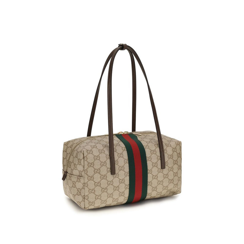 Gucci Beige Cotton Handbag - Medium Boston Melrose Shoulder Bag