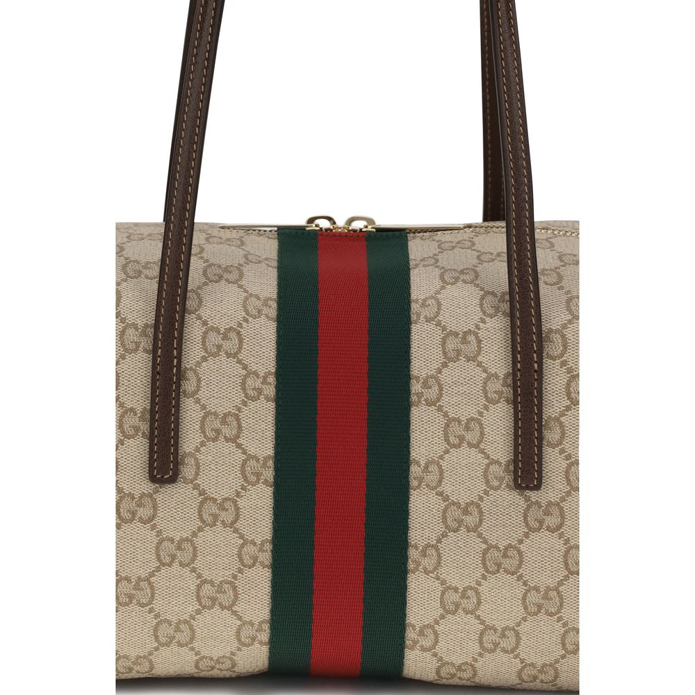 Gucci Beige Cotton Handbag - Medium Boston Melrose Shoulder Bag