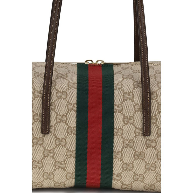 Gucci Beige Cotton Handbag - Medium Boston Melrose Shoulder Bag